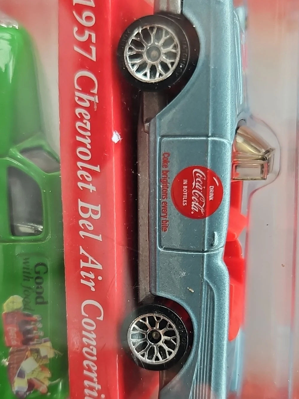 Match 1957 Chevrolet Bel Air Convertible Toy Car - Light Blue & Red, Coke
